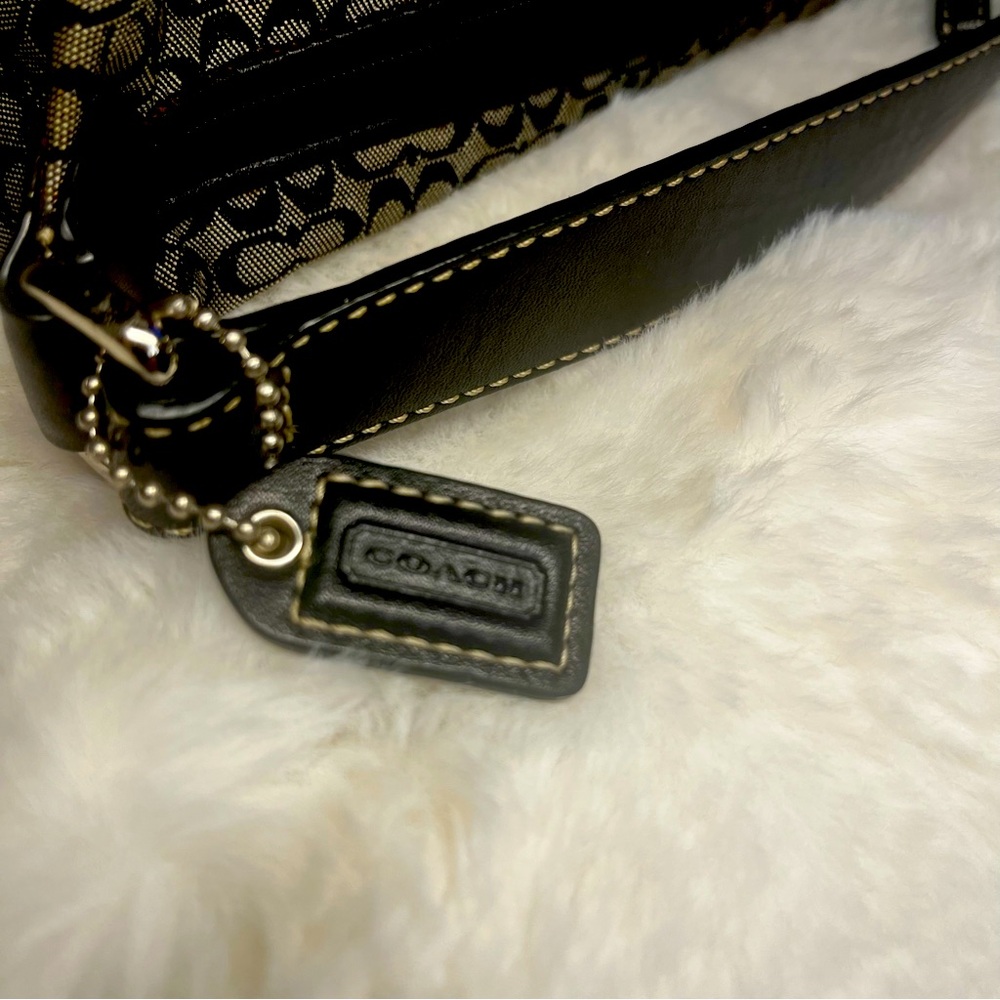 NWOT! Vintage Coach Signature “C” Mini Hobo Bag in Black/Grey - Picture 15 of 16